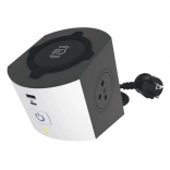 Cube multiprise multifonction avec charge sans fil Qi et USB A/C, 2 prises, câble 2 m