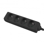 multiprise noire 1,5 m, 4 prises, câble en cuivre