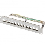 Panneau de brassage 12 ports 1U 10" FTP avec organiseur pour modules keystone, gris