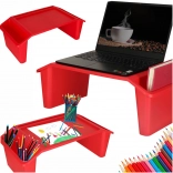 Table de lit portable avec organiseur, rouge