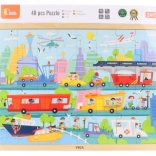 Puzzle en bois transport 48 pièces