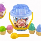 Set en plastique pour le sable Sweet Muffin avec seau, pelle et moules en forme de glace