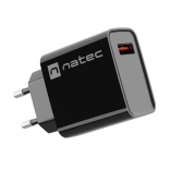 Chargeur secteur NATEC Ribera 1× USB‑A 18 W, noir