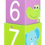 Small foot cubes emboîtables colorés avec animaux 1–10
