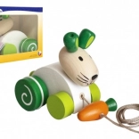 Lapin à tirer en bois avec carotte pour premiers pas