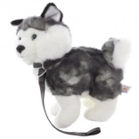 Husky en peluche avec laisse 25 cm