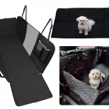 Housse de voiture matelassée imperméable pour chien avec côtés relevables et fenêtre en maille