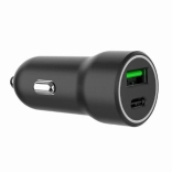 Chargeur de voiture noir USB-A/USB-C 20W PD