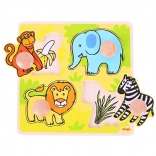 Bigjigs Toys mon premier puzzle à encastrer safari (bois, 4 pièces)