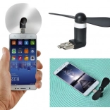 Mini ventilateur pour téléphone 2-en-1 USB/microUSB – noir