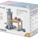 Garage en bois avec hélicoptère et petites voitures de Viga PolarB