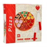 Pizza en bois avec velcro et accessoires 20 cm