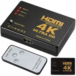 commutateur HDMI 3×1 avec télécommande, 4K UHD