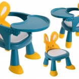 Chaise enfant avec tablette amovible lapin jaune-bleu