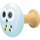 Crochets muraux en bois pour enfants Chouette et Losanges colorés