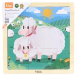 VIGA puzzle en bois moutons – 9 pièces