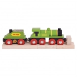 Bigjigs Rail locomotive verte avec tender et rails
