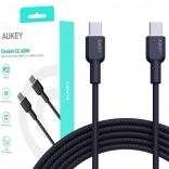 Câble Aukey USB‑C vers USB‑C 1 m avec gaine en nylon, 60 W PD, 3 A