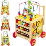 Chariot de marche en bois et cube éducatif pour enfants