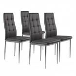Ensemble de 4 chaises grises modernes avec assise capitonnée