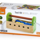 Set d’outils en bois dans une caisse de transport pour enfants