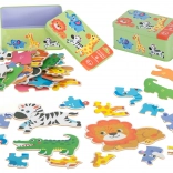 Puzzle pour enfants en boîte métallique – animaux du safari, 25 pièces