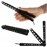 Couteau papillon d’entraînement (balisong) – couteau pliant émoussé, noir