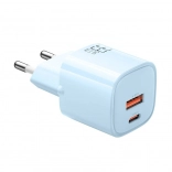 Chargeur GaN 33 W avec USB‑C et USB‑A bleu