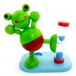 Sablier en bois Grenouille pour le brossage des dents avec porte-brosse