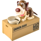 Tirelire interactive chien mangeur de pièces CHOKEN-BAKO, marron