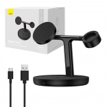 Support de charge sans fil magnétique BASEUS Swan 3 en 1, 15 W MagSafe, noir