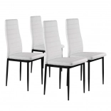 Ensemble de 4 chaises de salle à manger avec dossier ergonomique en éco-cuir, blanches
