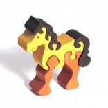 Fauna puzzle en bois à encastrer cheval marron