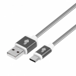 Câble tressé USB–USB‑C 1,5 m, gris