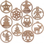 Décorations de Noël en bois pour sapin, 10 pcs avec ficelle