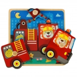 Puzzle en bois camion de pompiers pour enfants