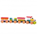 Train CUBIKA avec trois wagons - puzzle en bois, 35 pièces