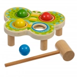 Marteau en bois Papillon avec 4 boules colorées