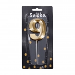 Bougie de fête dorée - numéro 9