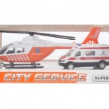 Ambulance et hélicoptère en métal pour enfants