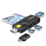 Lecteur de cartes axagon de poche pour ID, SD, microSD et cartes SIM avec USB