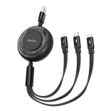 Câble 3 en 1 USB vers USB-C / Lightning / Micro USB noir