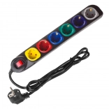 Multiprise parafoudre 6 prises avec interrupteur 1,5 m, noir
