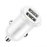 Chargeur de voiture 2x USB Baseus, 4,8A, blanc