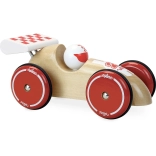 Voiture de course en bois XL avec aile blanche