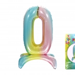 Ballon gonflable en film chiffre 0 arc-en-ciel 80 cm