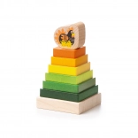 Pyramide colorée en bois avec petite poule CUBIKA – 8 pièces