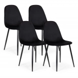 Set de 4 chaises de salle à manger en velours ModernHome, noires