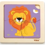 Puzzle en bois lion 4 pièces