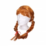 Perruque rousse avec tresses et mèche blonde
